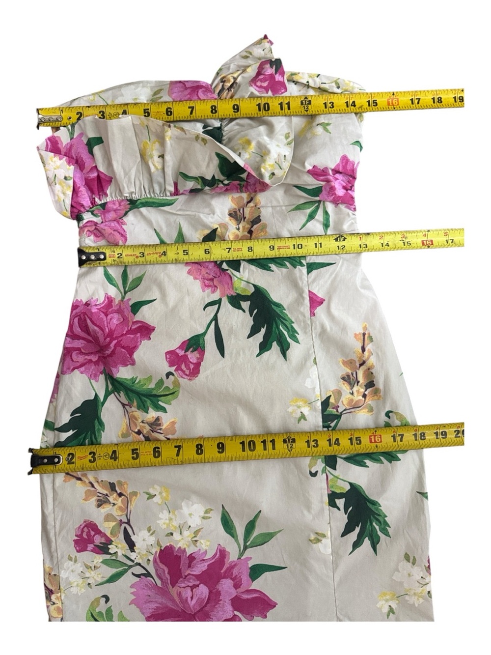Vineyard Vines Strapless Floral Ruffle Midi Dress in Cream and Pink Size 2 - Picture 16 of 16